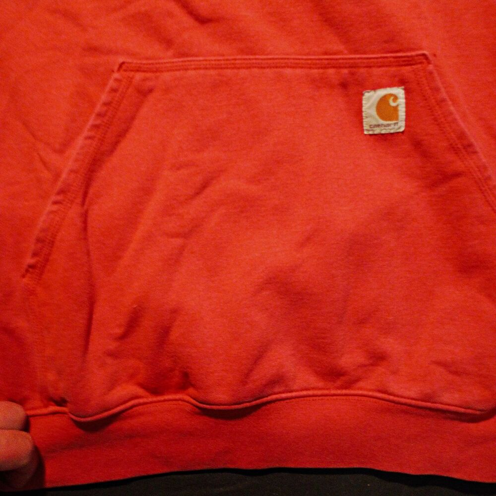 Carhartt Men's L Red Loose Fit Fleece Pullover Hoodie Drawstring Pockets